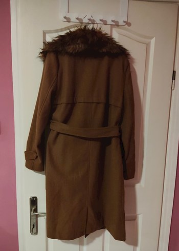 Kahverengi Kürklü Midi Kadın Kaşe Kaban - Görsel 3