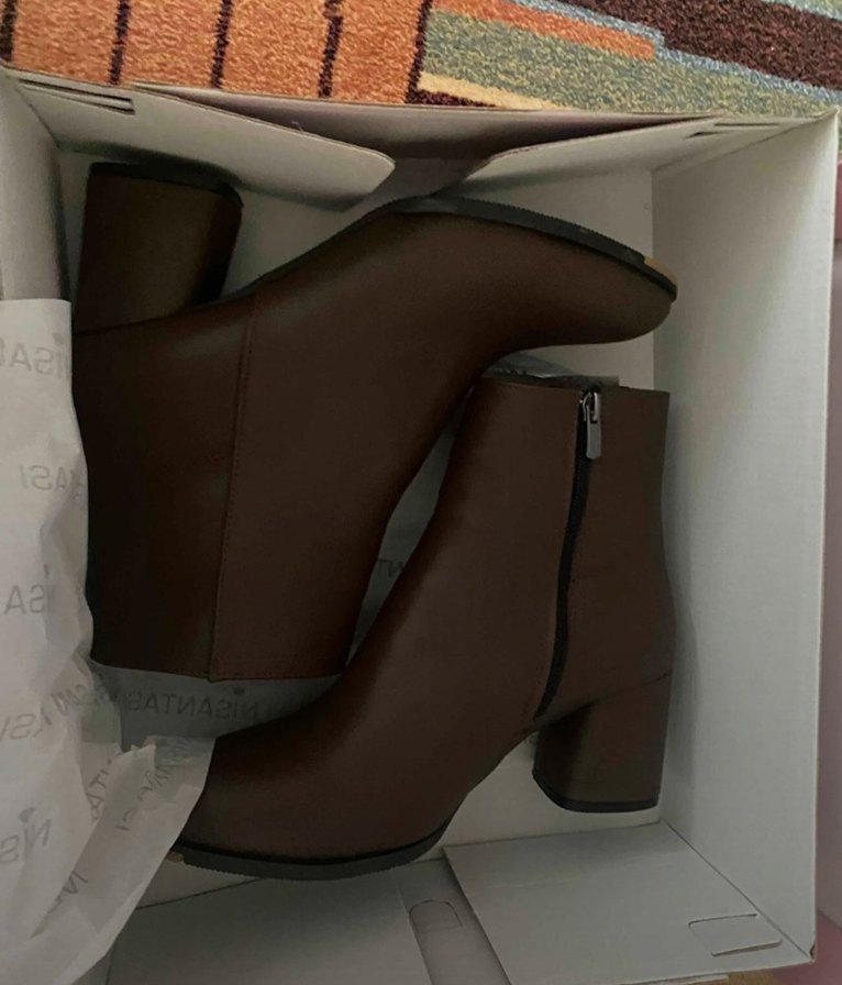 Kahverengi Deri Topuklu Kadın Bot - Görsel 4