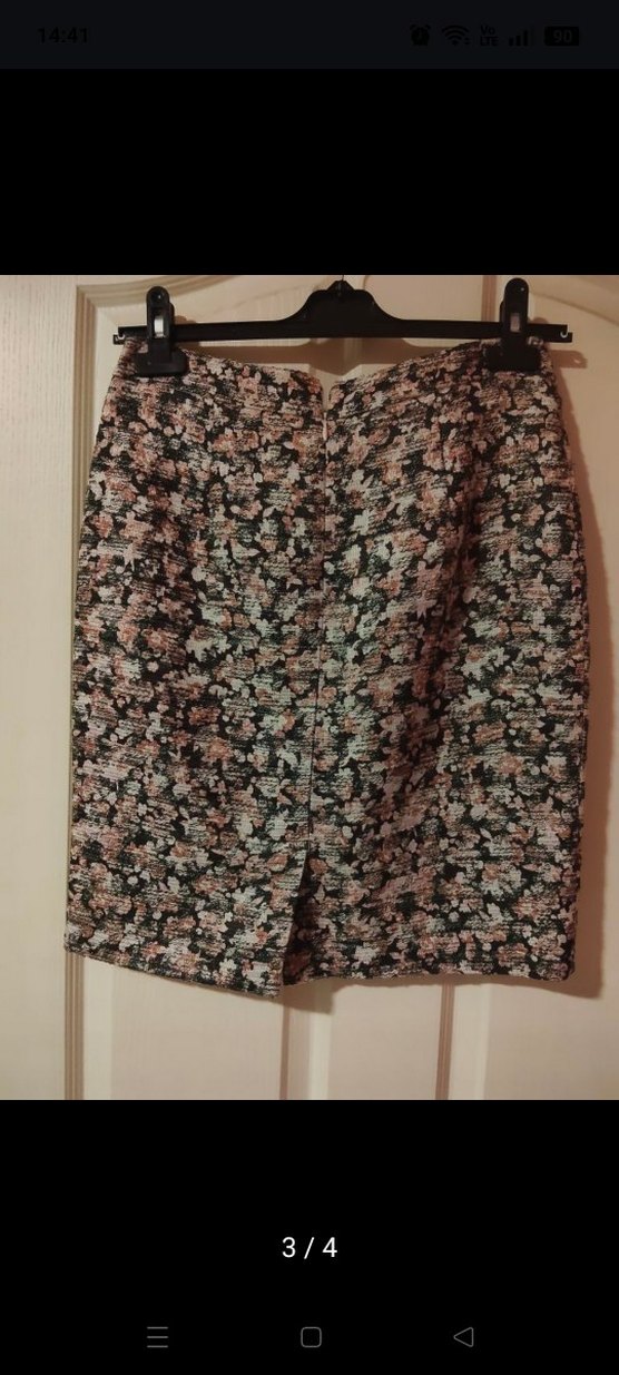 Perspektive Simli Çiçek Desenli Midi Etek - Görsel 2