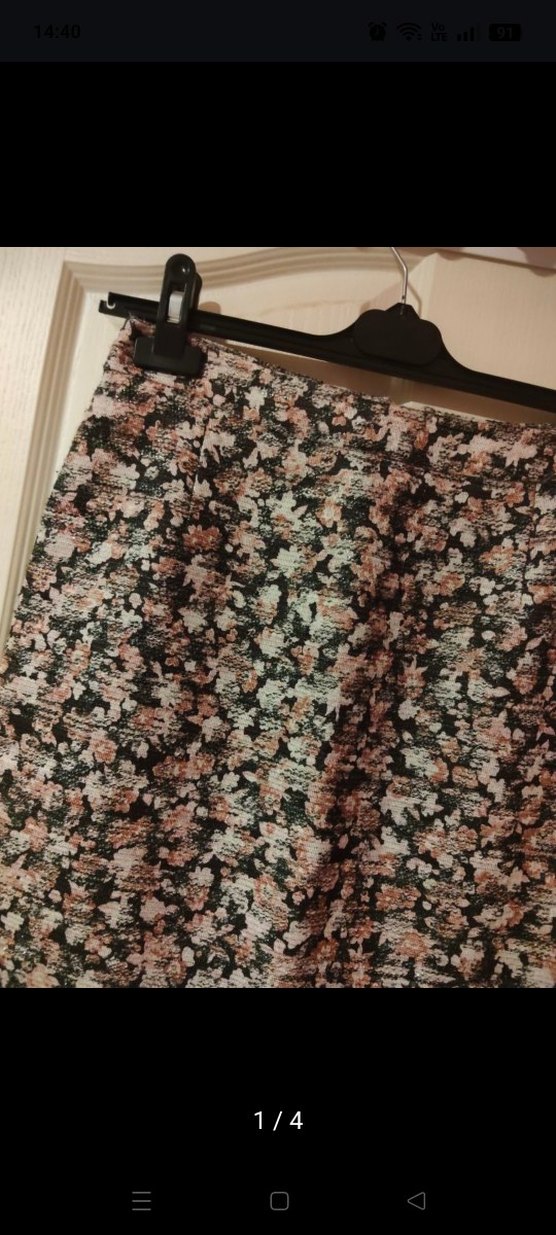 Perspektive Simli Çiçek Desenli Midi Etek - Görsel 3