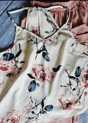 Pembe Bol Kesim Çiçek Desenli Kadın Pantolon - Görsel 4