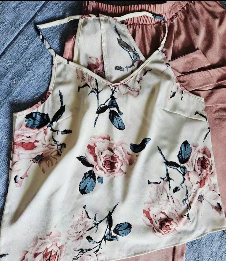 Pembe Bol Kesim Çiçek Desenli Kadın Pantolon - Görsel 4