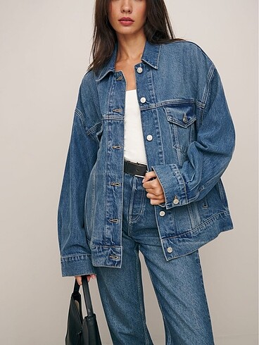 Reformation Oversize klasik model denim ceket