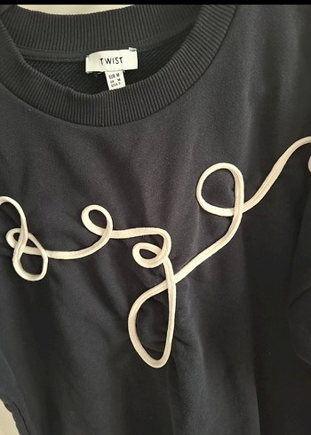 Nakışlı Siyah Kadın Sweatshirt lacivert - Görsel 3