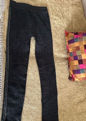 Gri simli Midi Boylu Elastik Kadın Tayt - Görsel 3