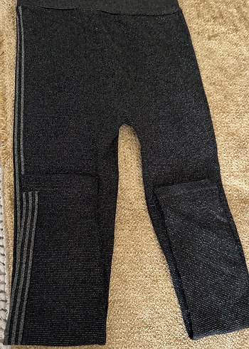 Gri simli Midi Boylu Elastik Kadın Tayt - Görsel 2