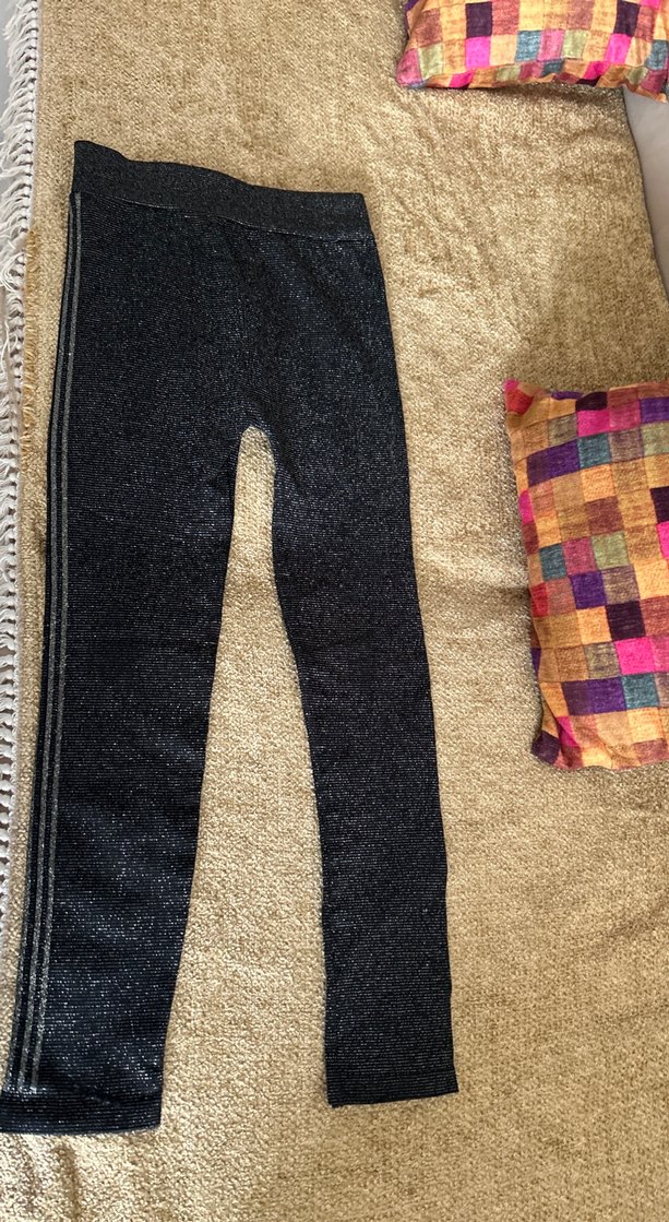 Gri simli Midi Boylu Elastik Kadın Tayt - Görsel 3