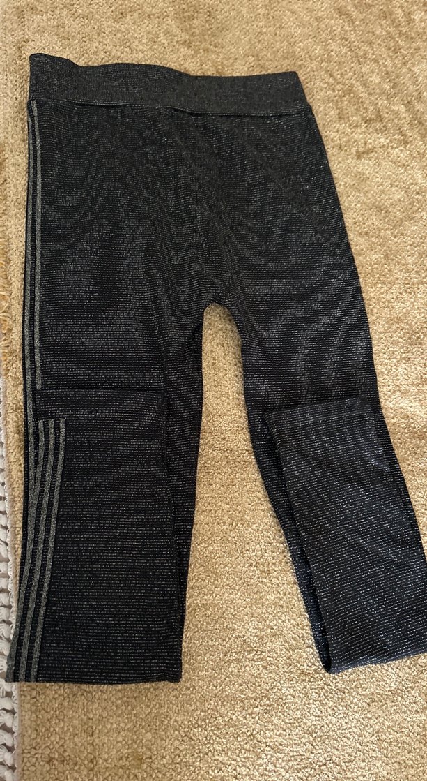 Gri simli Midi Boylu Elastik Kadın Tayt - Görsel 2