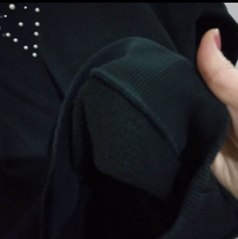 Boncuk İşlemeli Siyah Uzun Kollu swit - Görsel 3