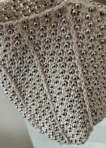 Boncuk İşlemeli Bej  Kadın Çanta - Görsel 4