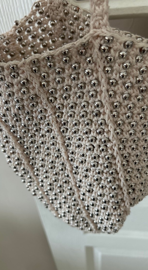 Boncuk İşlemeli Bej  Kadın Çanta - Görsel 4