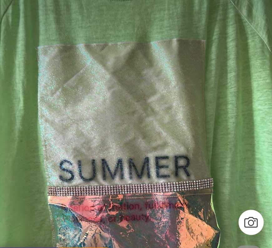 Yeşil Baskılı Kısa Kollu Kadın Tişört butik ürünüdür - Görsel 2