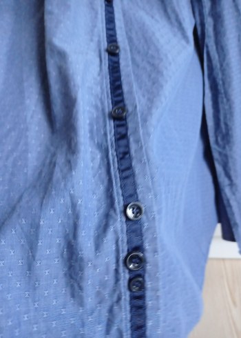 Mavi Erkek Gömlek Düğmeli Notch Yaka - Görsel 3