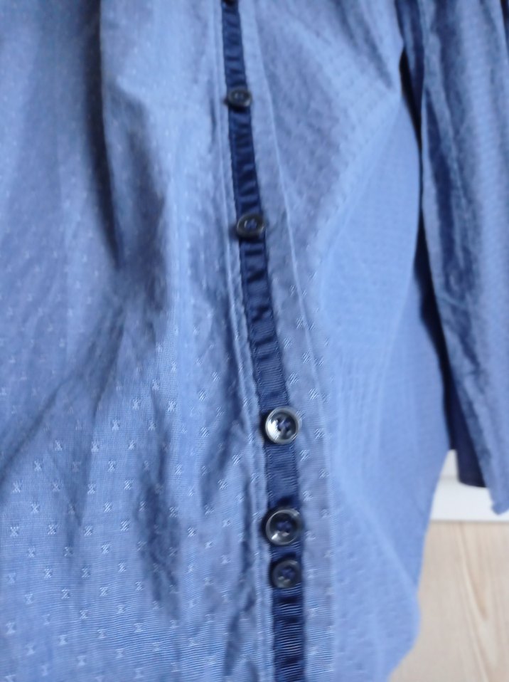 Mavi Erkek Gömlek Düğmeli Notch Yaka - Görsel 3