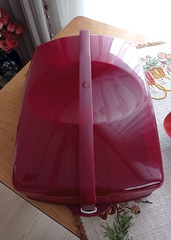 Bordo Parlak Plastik tupperware Saklama Kutusu