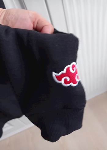 Kırmızı Baskılı Fermuarlı unisex Sweatshirt Naruto detaylı - Görsel 3