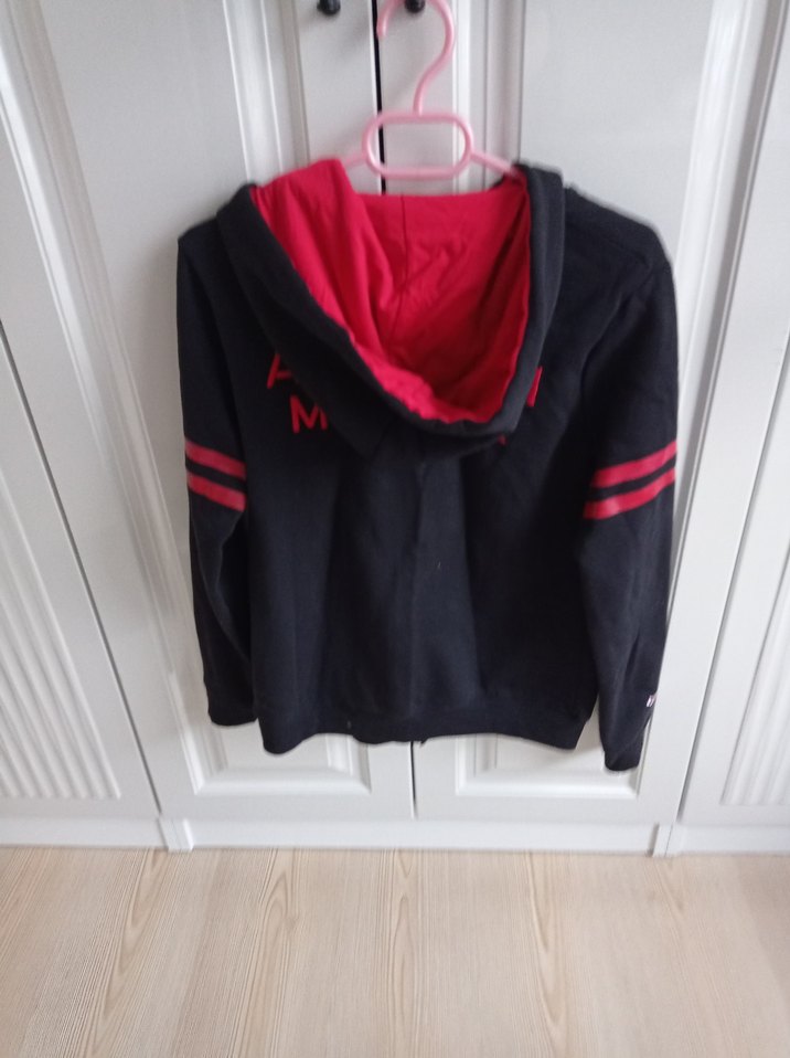 Kırmızı Baskılı Fermuarlı unisex Sweatshirt Naruto detaylı - Görsel 4