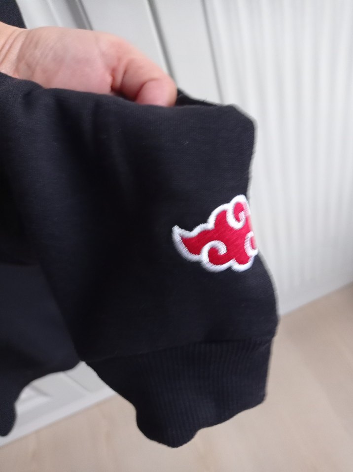 Kırmızı Baskılı Fermuarlı unisex Sweatshirt Naruto detaylı - Görsel 3