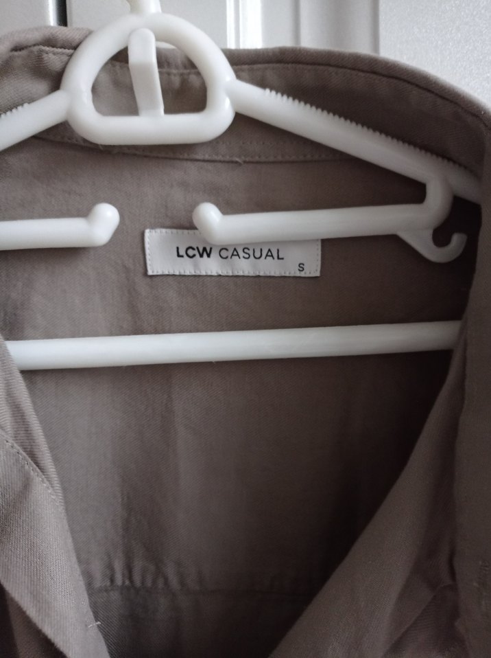 Bej Erkek Keten Gömlek, Düğmeli, Uzun Kollu - Görsel 3