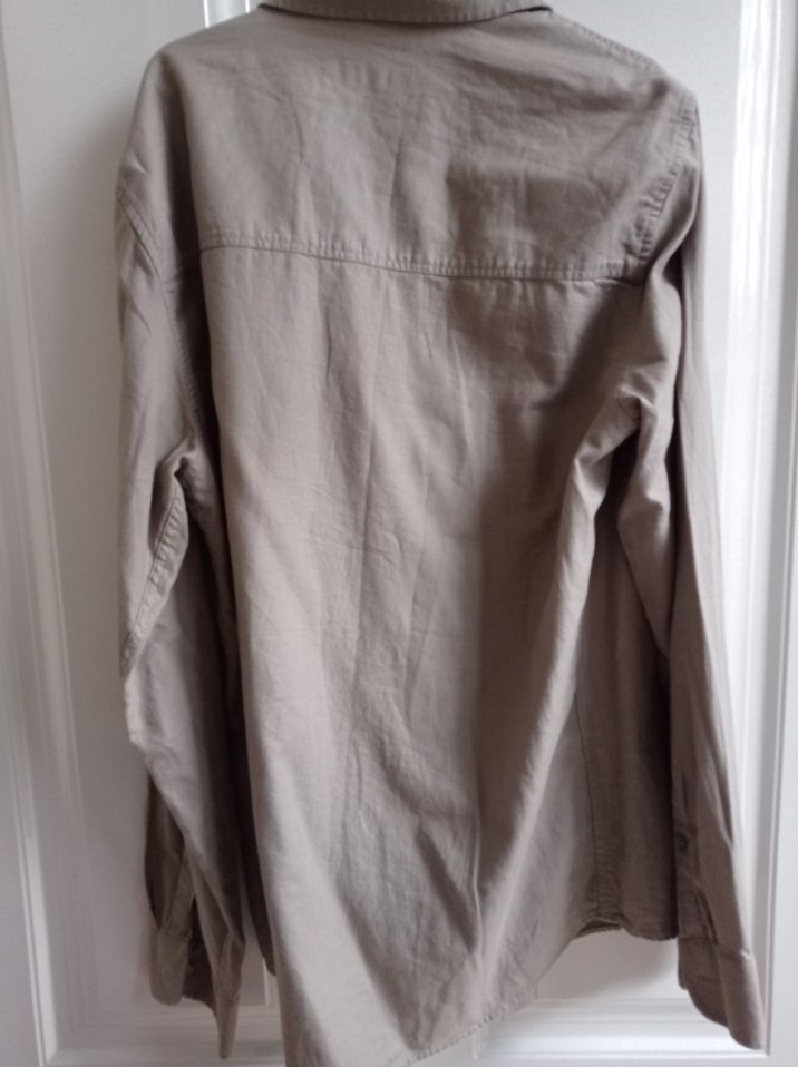 Bej Erkek Keten Gömlek, Düğmeli, Uzun Kollu - Görsel 2