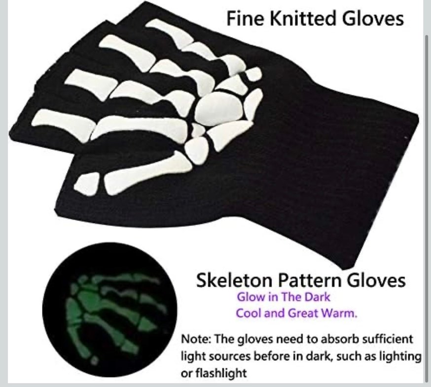 Cosplay İskelet Kostümü 4 Adet Eldiven - Görsel 2