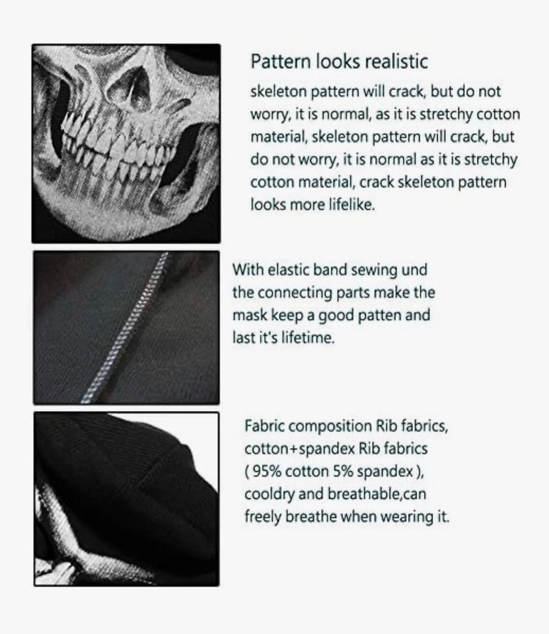 Cosplay İskelet Kostümü Maske ve Eldiven - Görsel 5