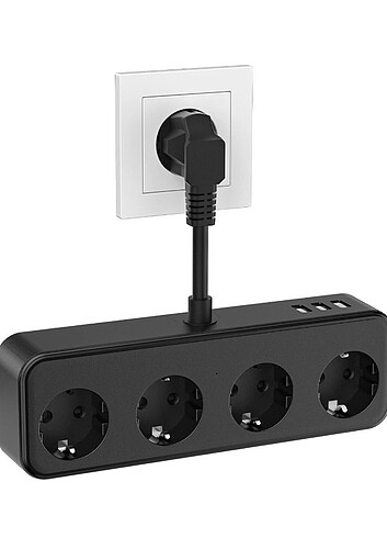 4 Bölmeli ve 3 USB Çıkışlı 7 si 1 Arada Priz