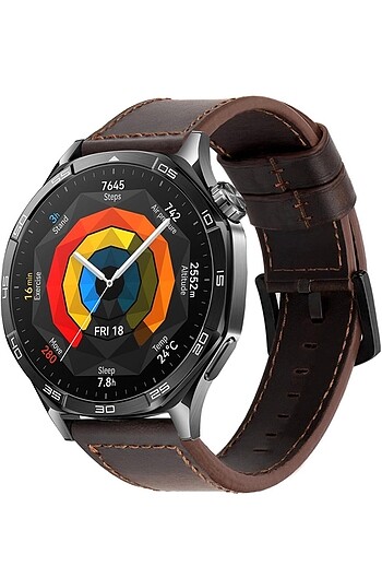Huawei Watch GT 3 / 4 / 5 ve 5 Pro 46 mm Uyumlu Deri Kordon