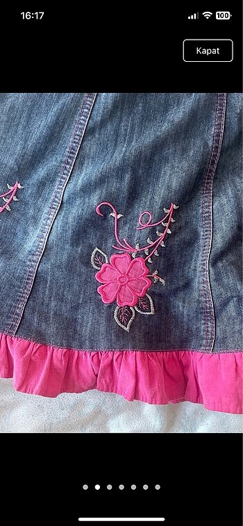 Diğer hilal fashion kids eteği pembe fırfırlı çiçek desenli cepli beli