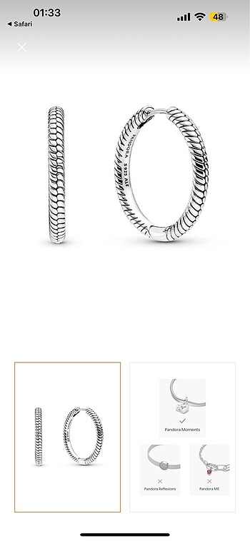 Pandora Moments Charm Halka Küpe