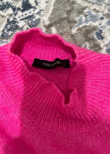 Pembe Örgü Kadın Kazak - Görsel 2