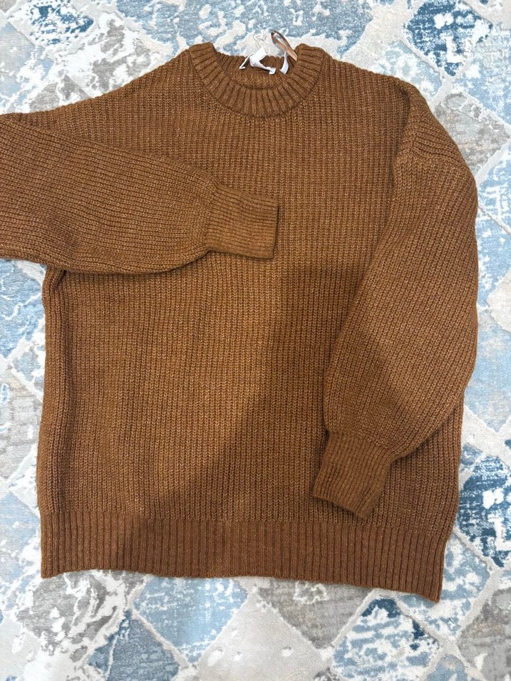 Kahverengi Örgü Kadın Kazak - Görsel 2