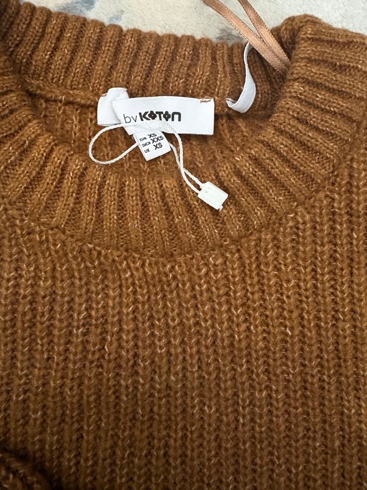 Kahverengi Örgü Kadın Kazak - Görsel 3