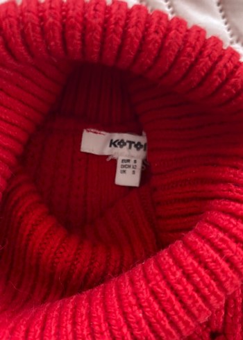 Kırmızı Yüksek Yaka Örgü Kadın Kazak - Görsel 2