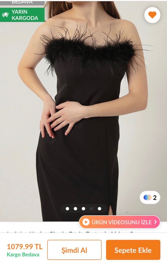 Siyah Straplez Uzun Drapeli Elbise - Görsel 3