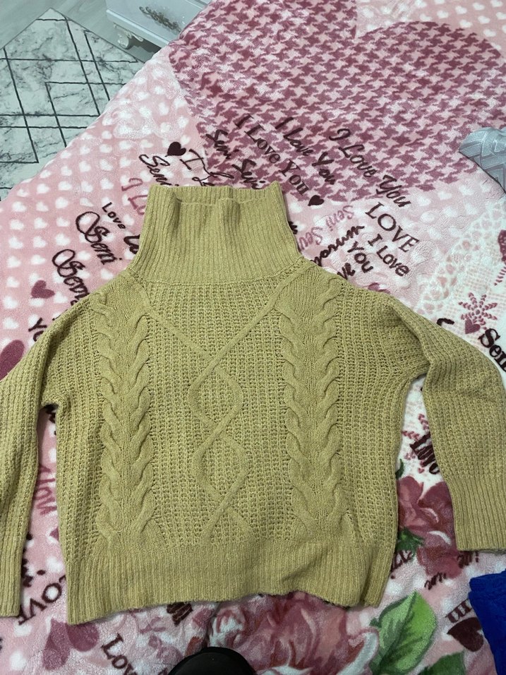 Bej Boğazlı Triko Kadın Kazak - Görsel 3