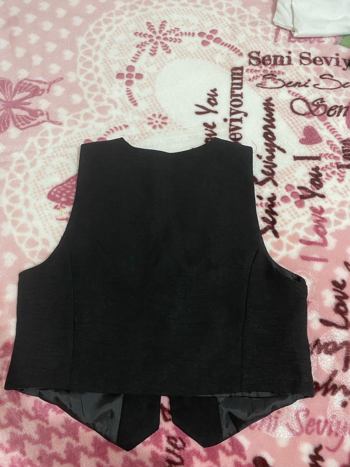 Düğmeli Siyah  Yelek - Görsel 2