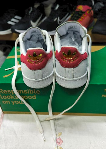 Beyaz Kırmızı Bağcıklı Kadın Spor Ayakkabı - Görsel 5