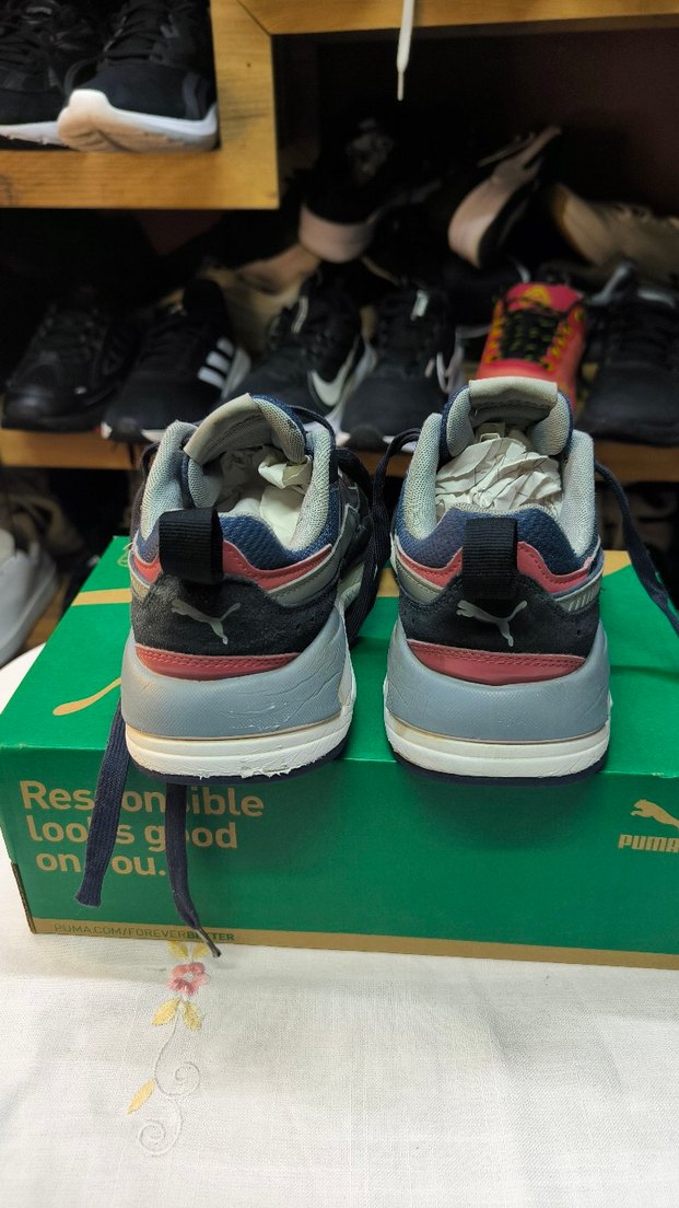 Gri Puma Spor Ayakkabı Velcro Detaylı - Görsel 5