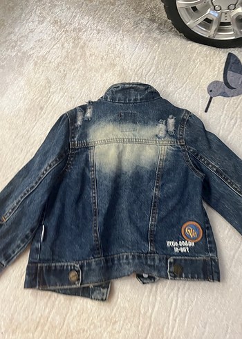 Nakışlı Koyu Mavi erkek  Kot Ceket - Görsel 2