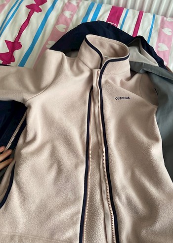 Kız çocuk Lacivert Fermuarlı ikili mont içi polar ayrı kullanım - Görsel 4