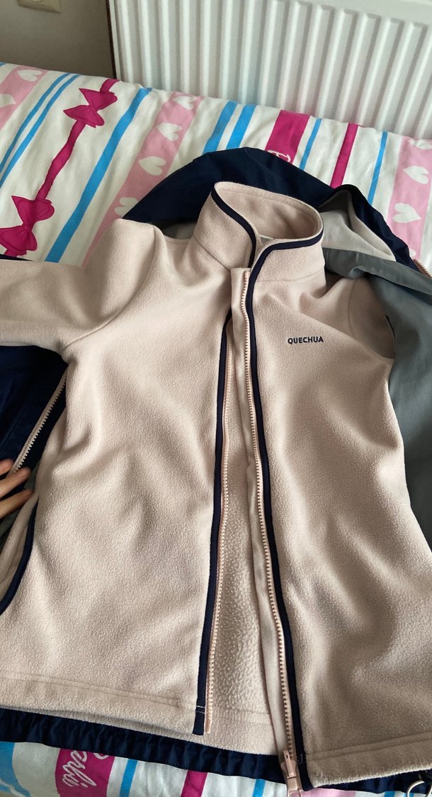 Kız çocuk Lacivert Fermuarlı ikili mont içi polar ayrı kullanım - Görsel 4