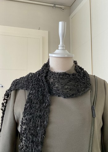 Siyah Örgü Kadın Atkı - Görsel 7