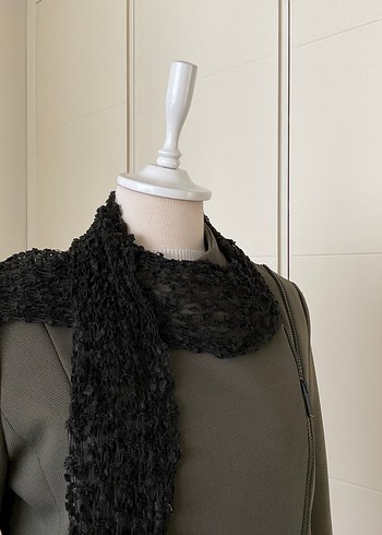 Siyah Örgü Kadın Atkı - Görsel 9