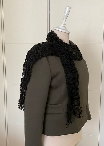 Siyah Örgü Kadın Atkı - Görsel 3