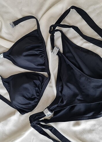 Taşlı siyah bikini