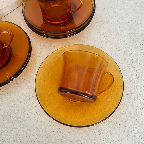 Beden camel Renk Vintage Duralex fincan seti