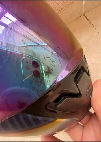 Parlak Çok Renkli Baskılı Biker Kask - Görsel 2