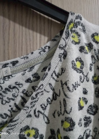 Gri Baskılı Uzun Kollu Salaş Bluz - Görsel 3