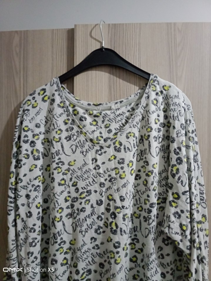 Gri Baskılı Uzun Kollu Salaş Bluz - Görsel 2